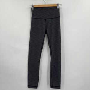 Lululemon Gray & Black Striped Wunder Under High-Rise Leggings Size 4